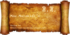 Max Malakiás névjegykártya